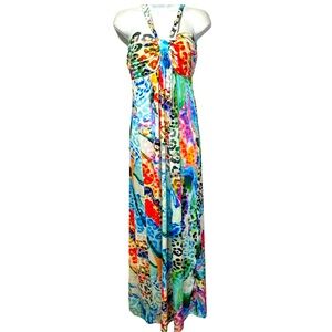 VENUS Multi Colored Animal Print Halter Top Maxi Dress Size 1X
